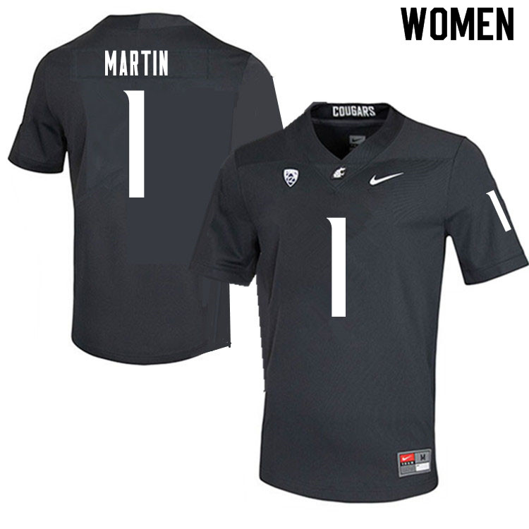 Women #1 Davontavean Martin Washington State Cougars College Football Jerseys Sale-Charcoal - Click Image to Close